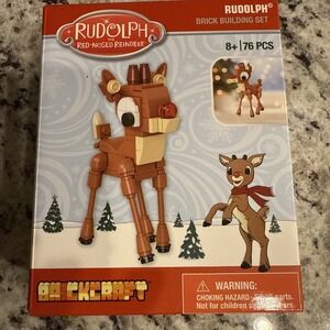 RUDOLPH THE RED NOSED REINDEER Figure BRICK BUILDING SET 76 PCS BRICKCRAFT 4" NB